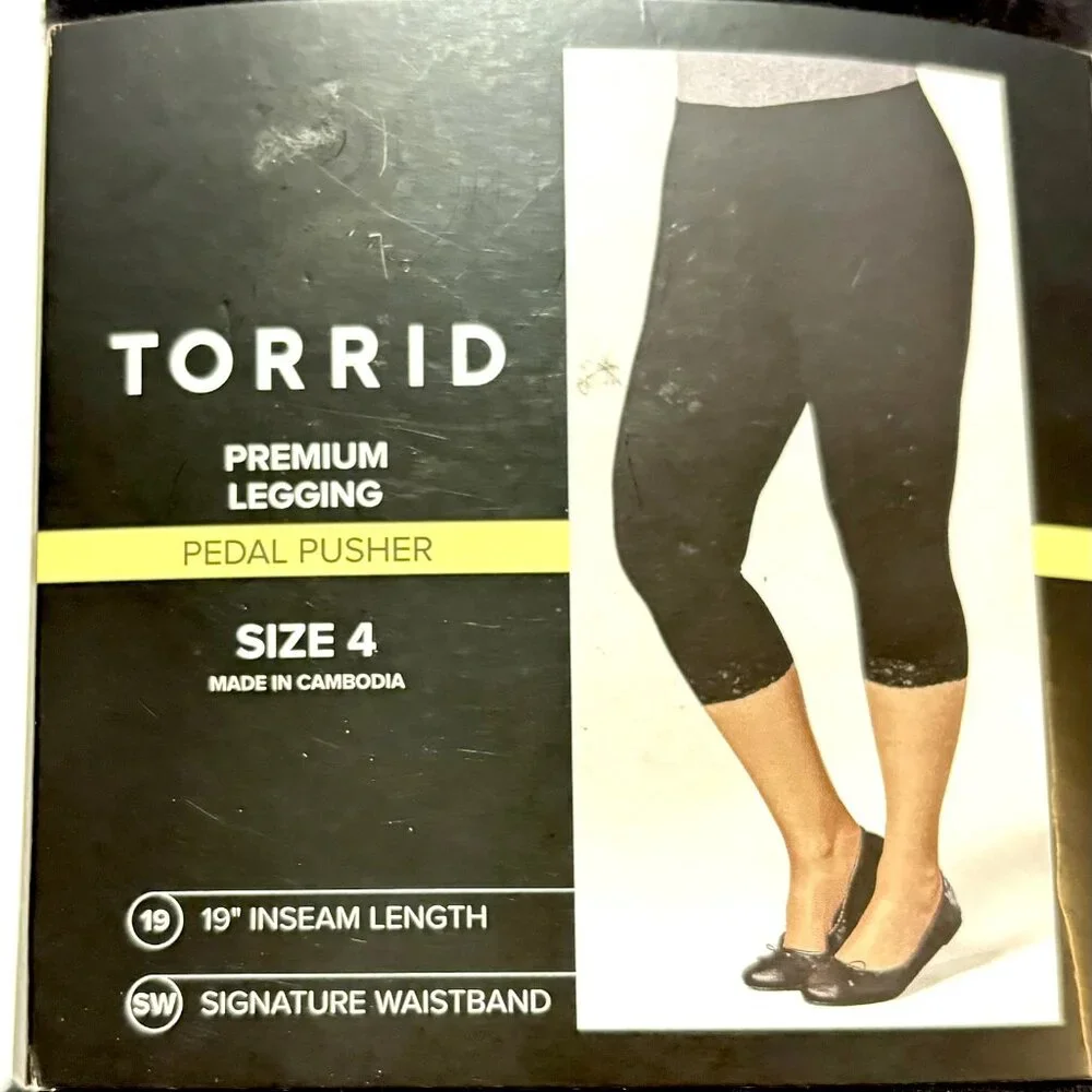 TORRID Elastic Waist Lace Trim Petal Pusher Leggings Plus Size 4X High Waist NEW - Picture 6 of 9